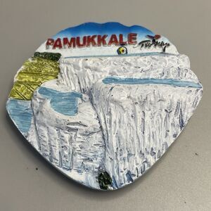 Turkey Pamukkale Tourist Travel Souvenir 3D‎ Resin Fridge Magnet 2.5” Blue White